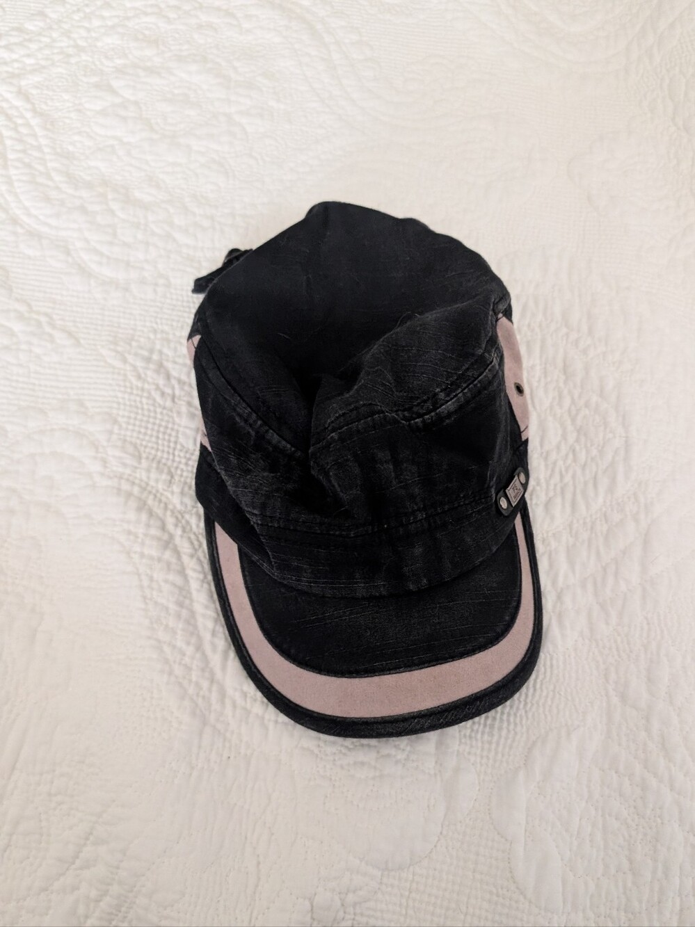 FRYE Black & Blush Pink Baker Boy Newsboy Cap Cadet Hat